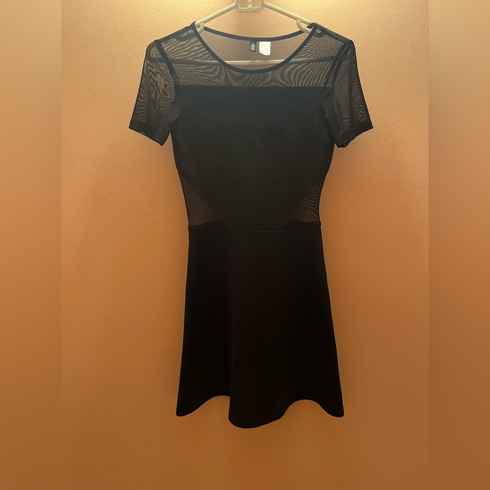 H&M Black Dress with Mesh Accents